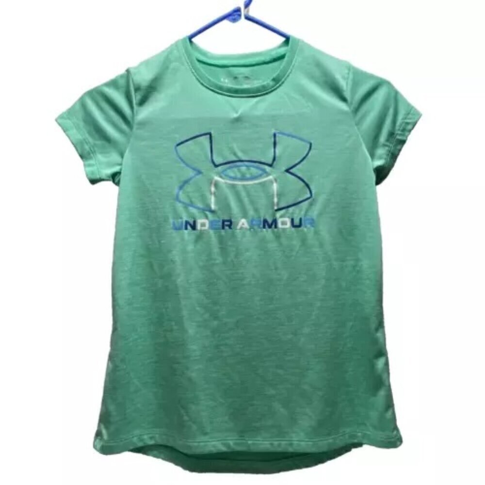 Under Armour T-Shirt Youth Size YMD/JM/M Teal Green Loose Fit UA Logo EUC‎ 2023